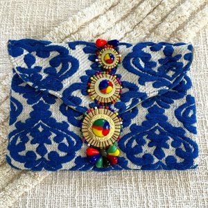 Steven by Steve Madden beautiful embroidered and beaded clutch/shoulder bag